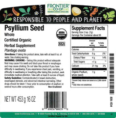 Frontier Co-op Organic Psyllium Seed Plantago ovata bulk used as a versatile thickener.
