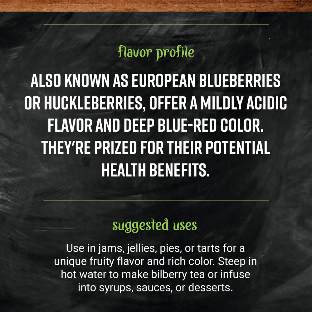 Frontier Co-op bilberry dessert garnish adds mildly acidic note.