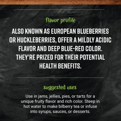 Frontier Co-op bilberry dessert garnish adds mildly acidic note.