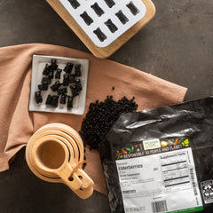Frontier Elderberries dried berries closeup highlight rich color ideal for syrups.