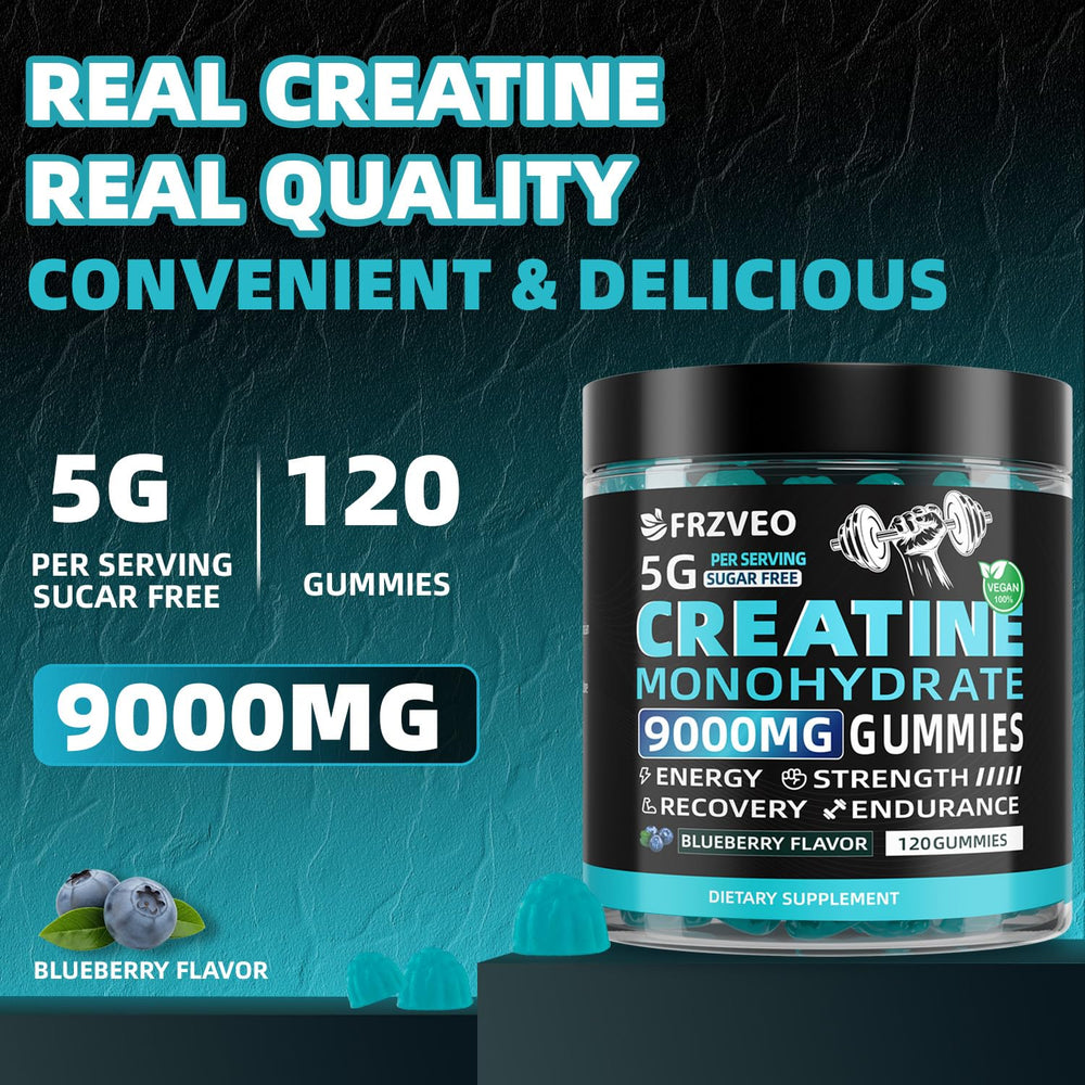 FRZVEO gummies serving image illustrates 5g creatine per serving