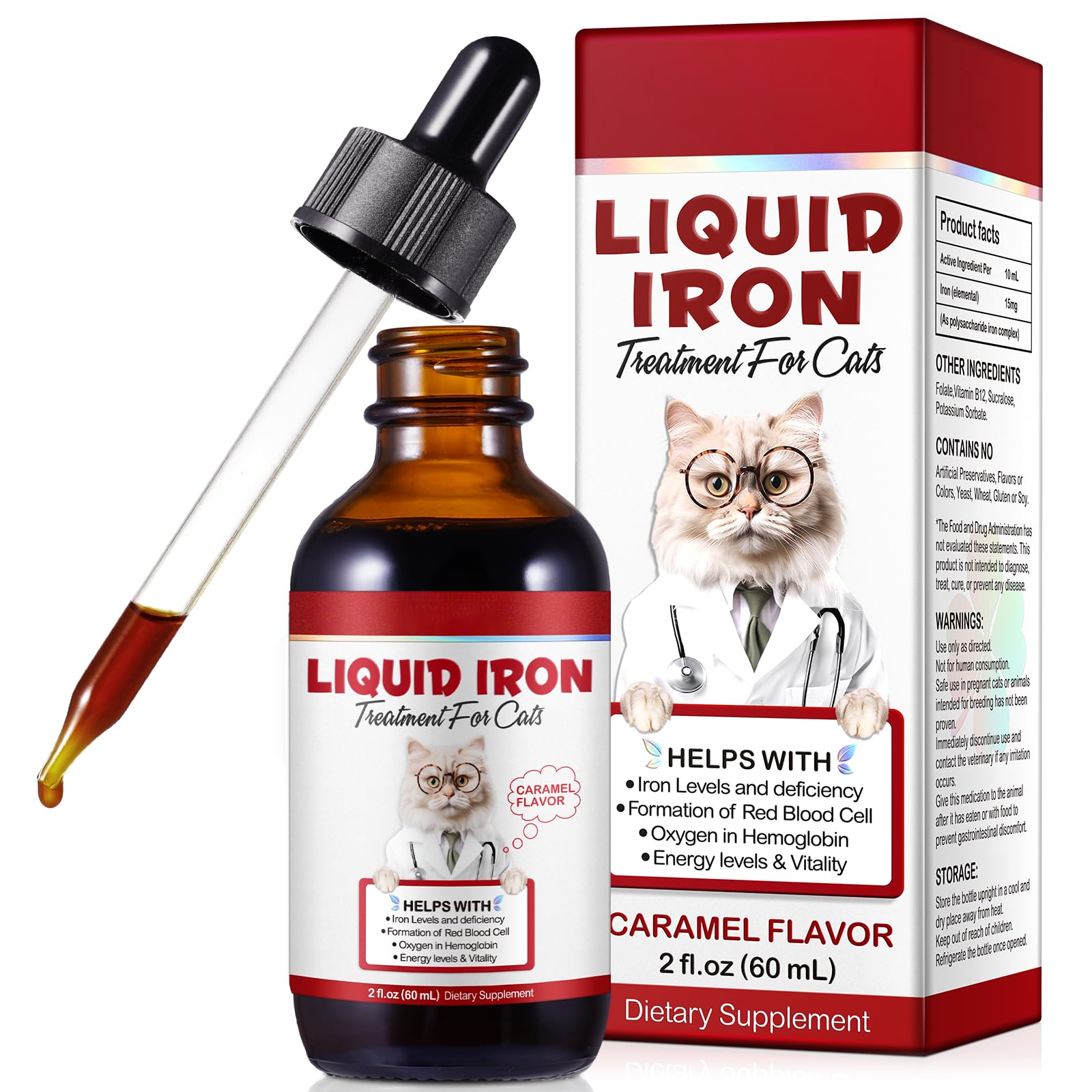 FSLHCY iron supplement for cats bottle front promotes easy daily dosing and iron support