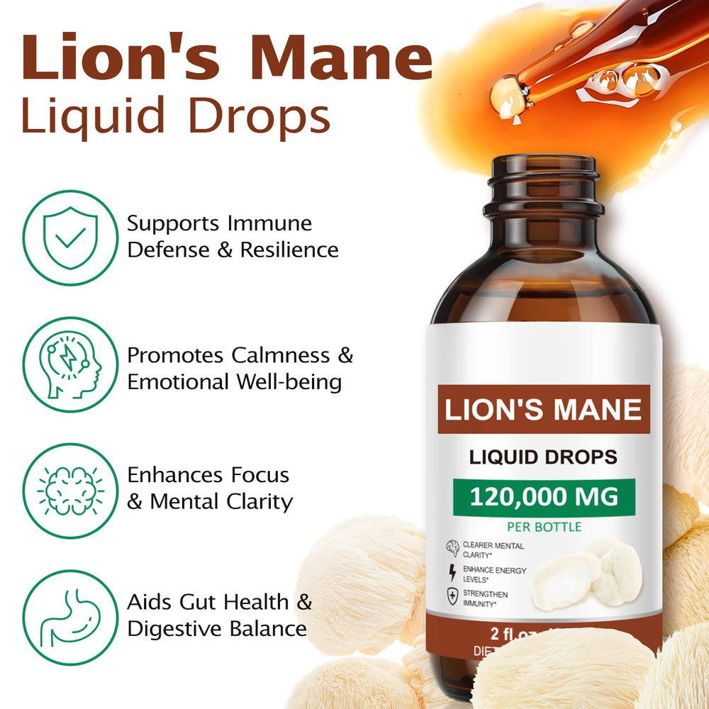 FSLHCY Lions Mane Drops 1 mL serving illustration for focus.