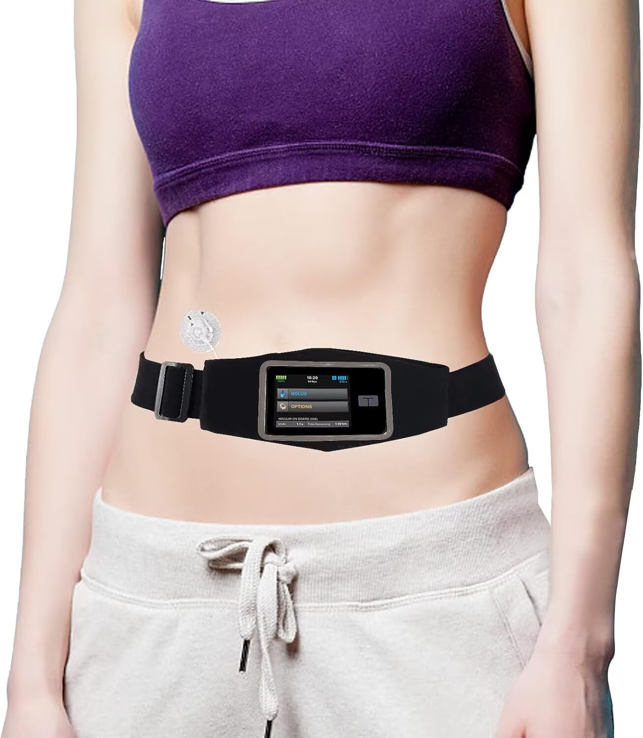 FSUHHIAD insulin pump belt front view showing discreet daily wear and protection.