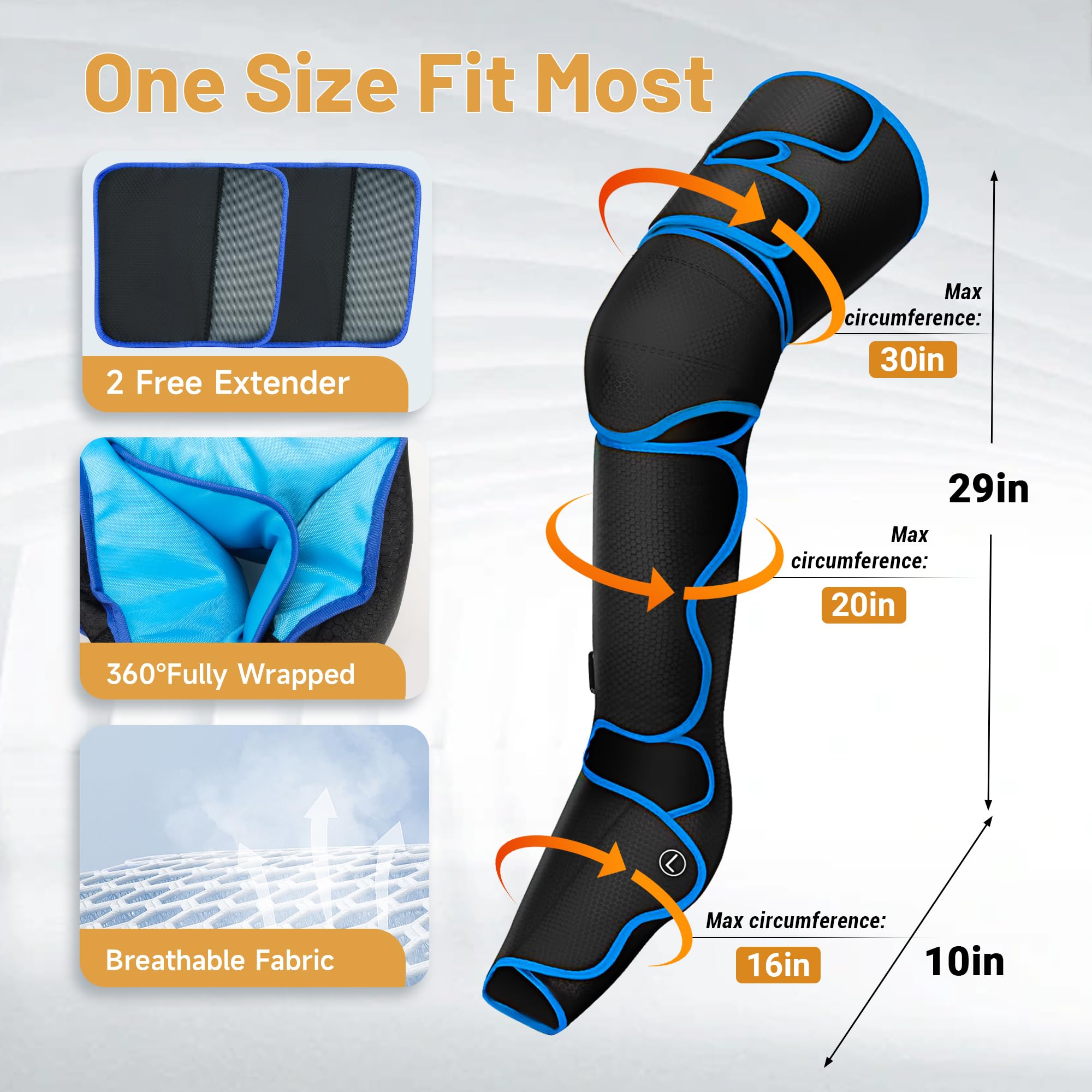 FSUON leg massager 360 wrap provides full-leg coverage with heat