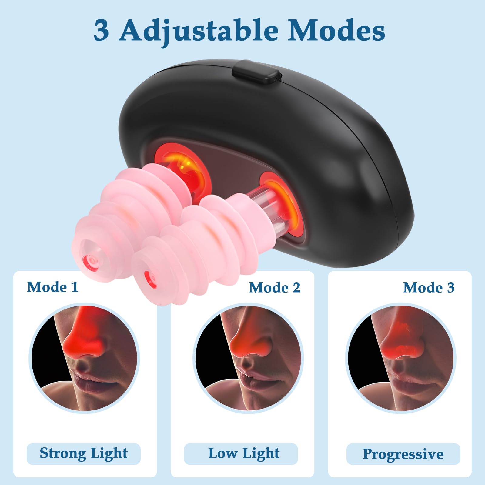 FTBUEM red light nasal therapy device in hand illustrates portable relief on the go