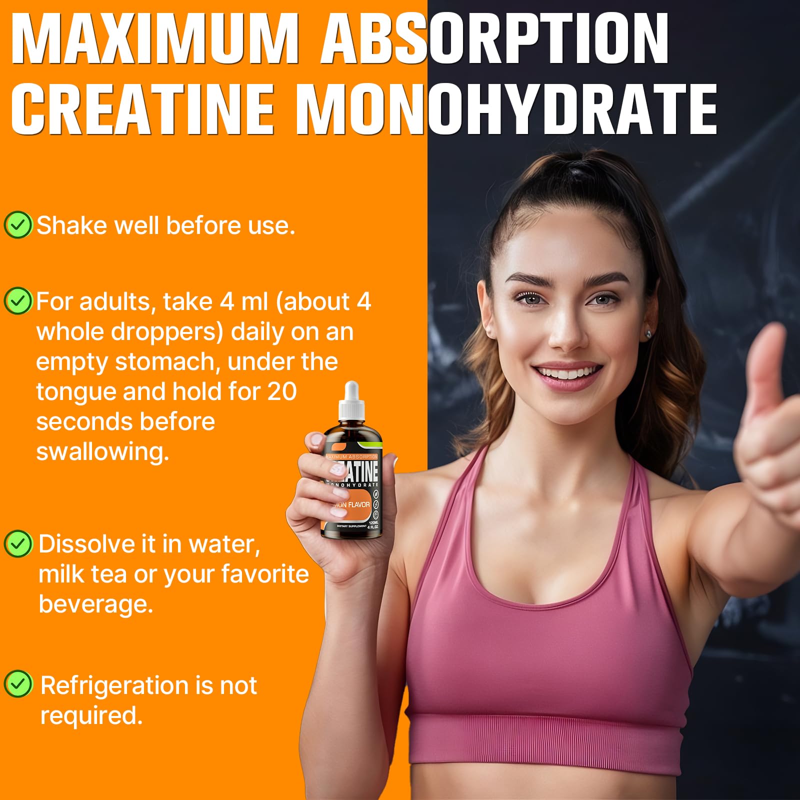 Fubkerm Creatine Liquid 2 ml dose illustration for quick uptake