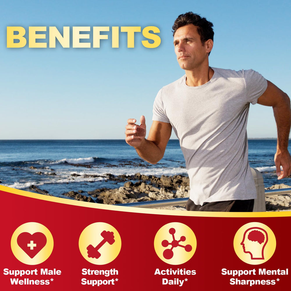 Fubkerm Horny Goat Weed ingredients graphic with maca, ginseng, tongkat ali
