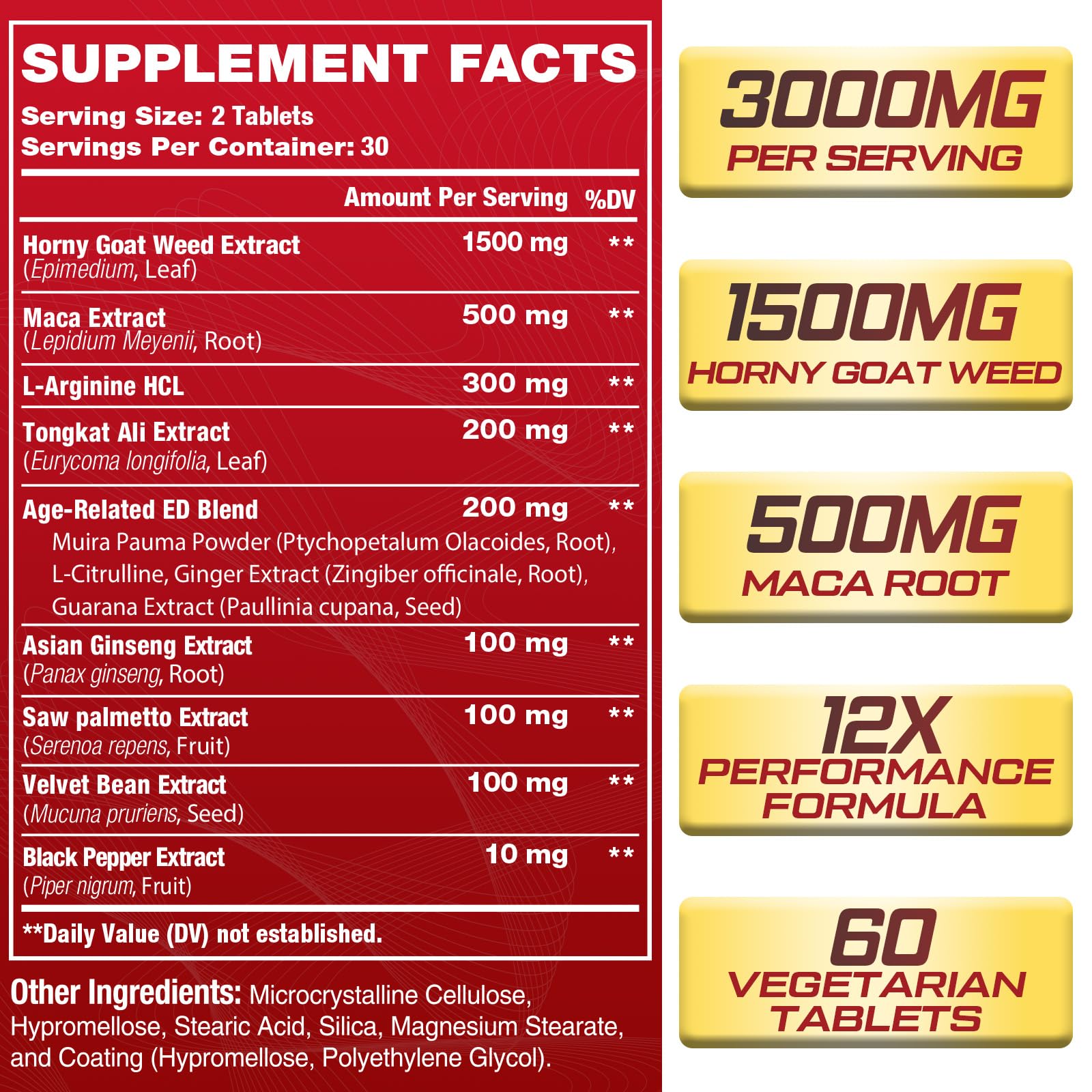 Fubkerm Horny Goat Weed bottle label showing 12-in-1 blend for vitality