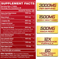 Fubkerm Horny Goat Weed bottle label showing 12-in-1 blend for vitality