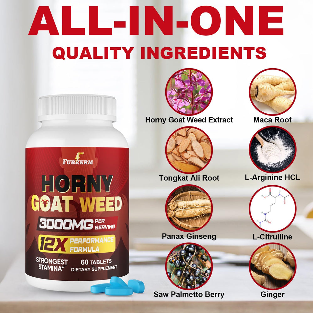 Fubkerm Horny Goat Weed capsules close-up indicating maximum strength