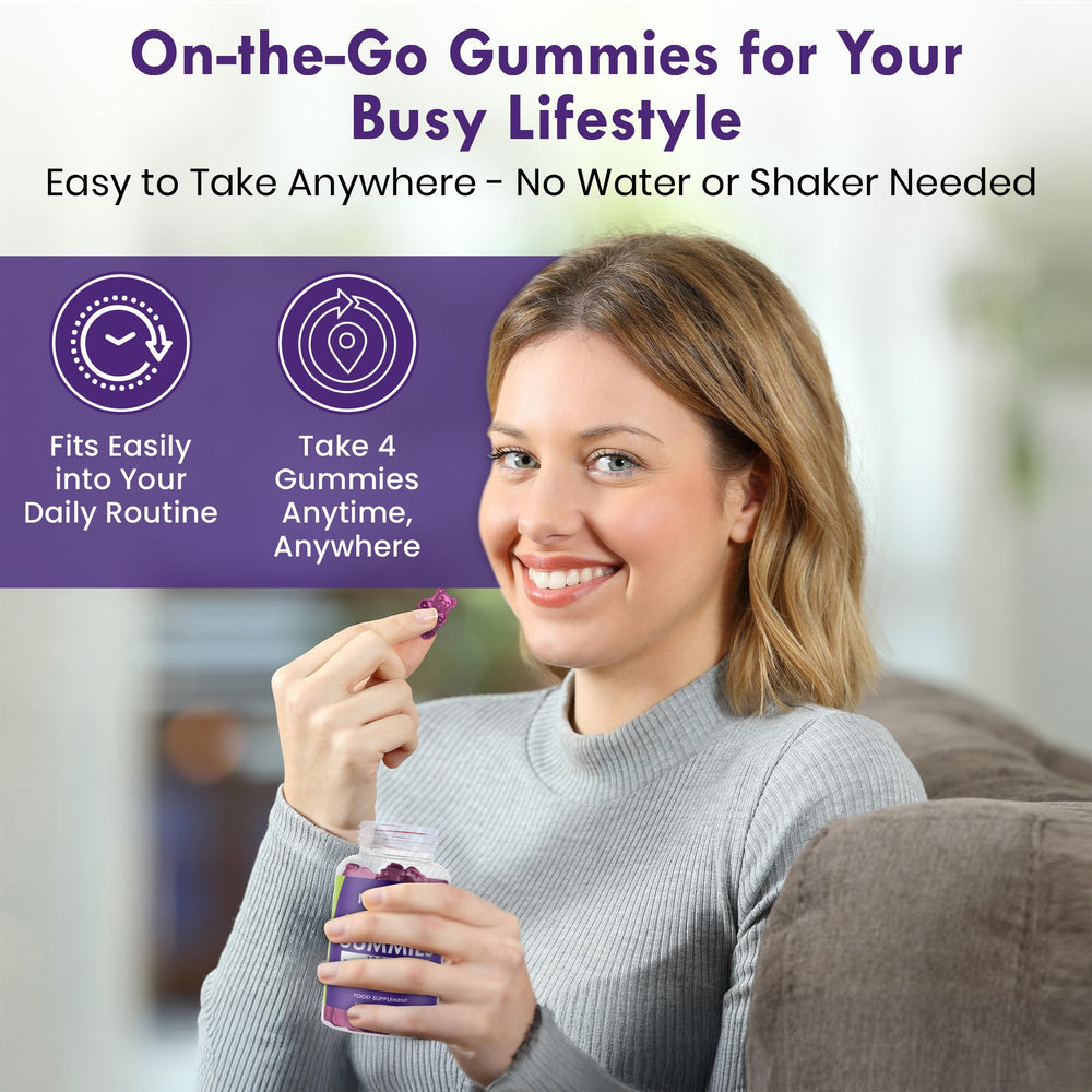 FUELE+ Whey Protein Gummies grape-twist chew-closeup emphasizes chewy texture and flavor