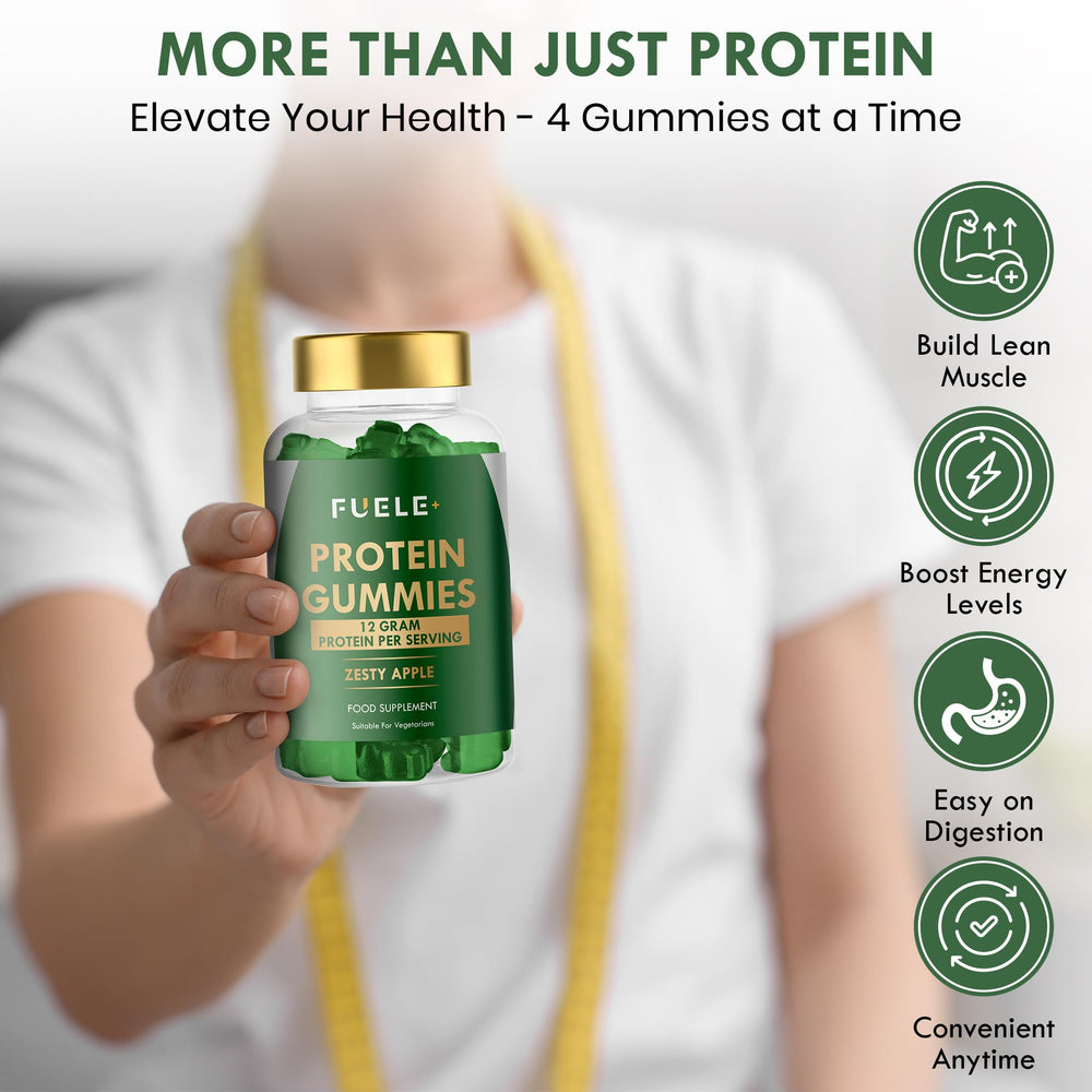 Serving pour reveals FUELE+ whey protein gummies’ 12 g protein per portion