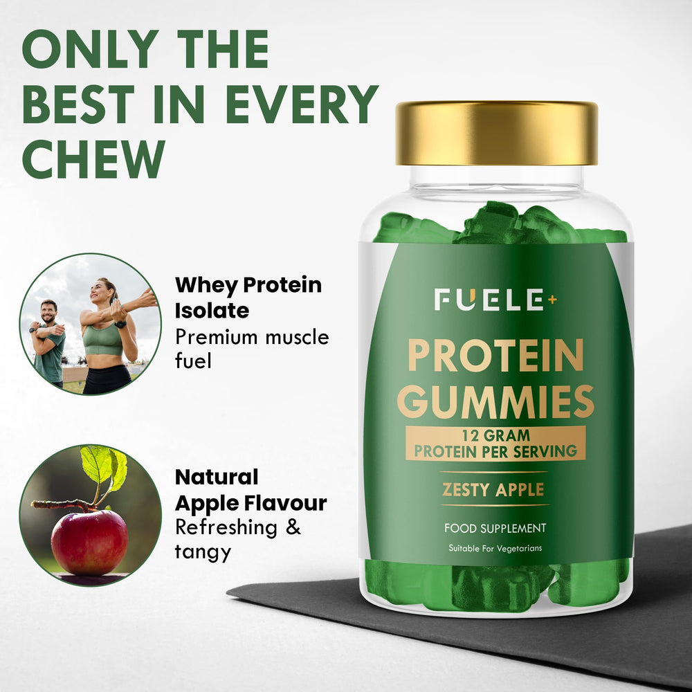 Nutrition label on the pack highlights 12 g protein and apple flavor