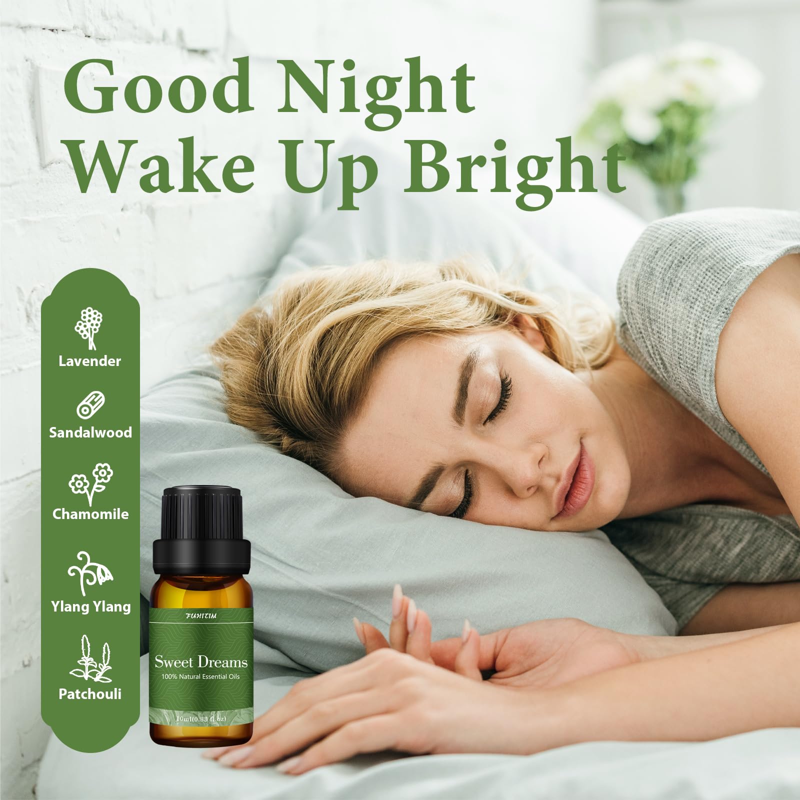 FUHITIM dark glass bottle close-up protecting purity for quality diffuser use.