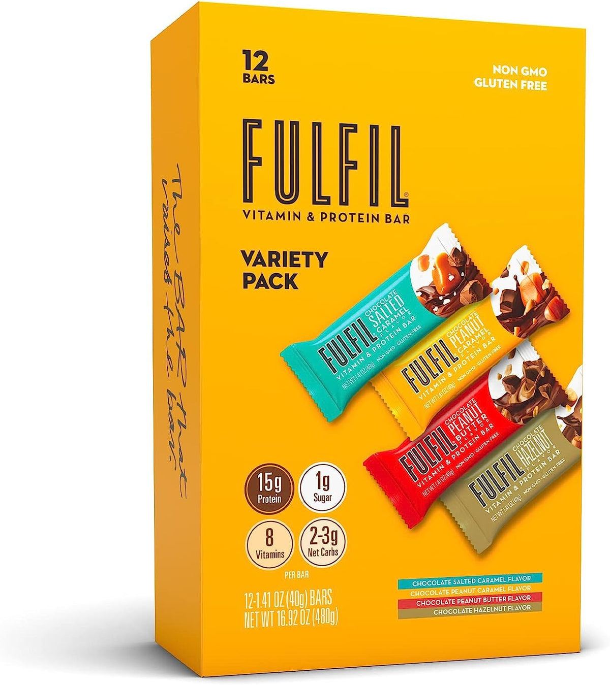 FULFIL Protein Snack Bars reveal peanut nougat center for a satisfying protein boost.