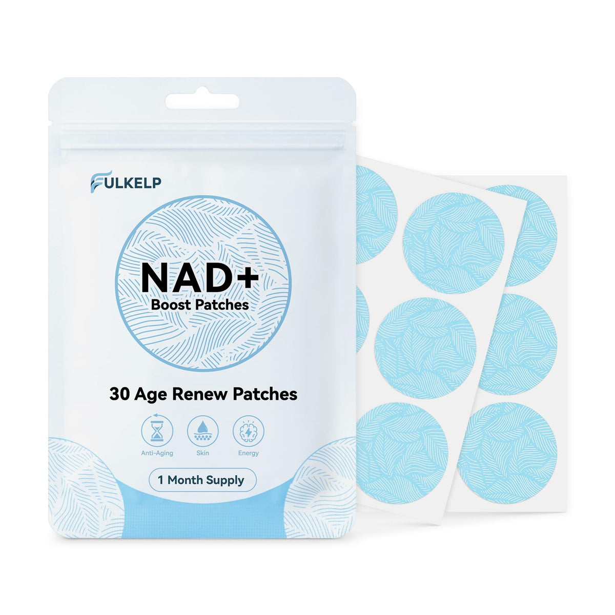 Fulkelp NAD Patch applied to clean skin for an easy daily energy routine