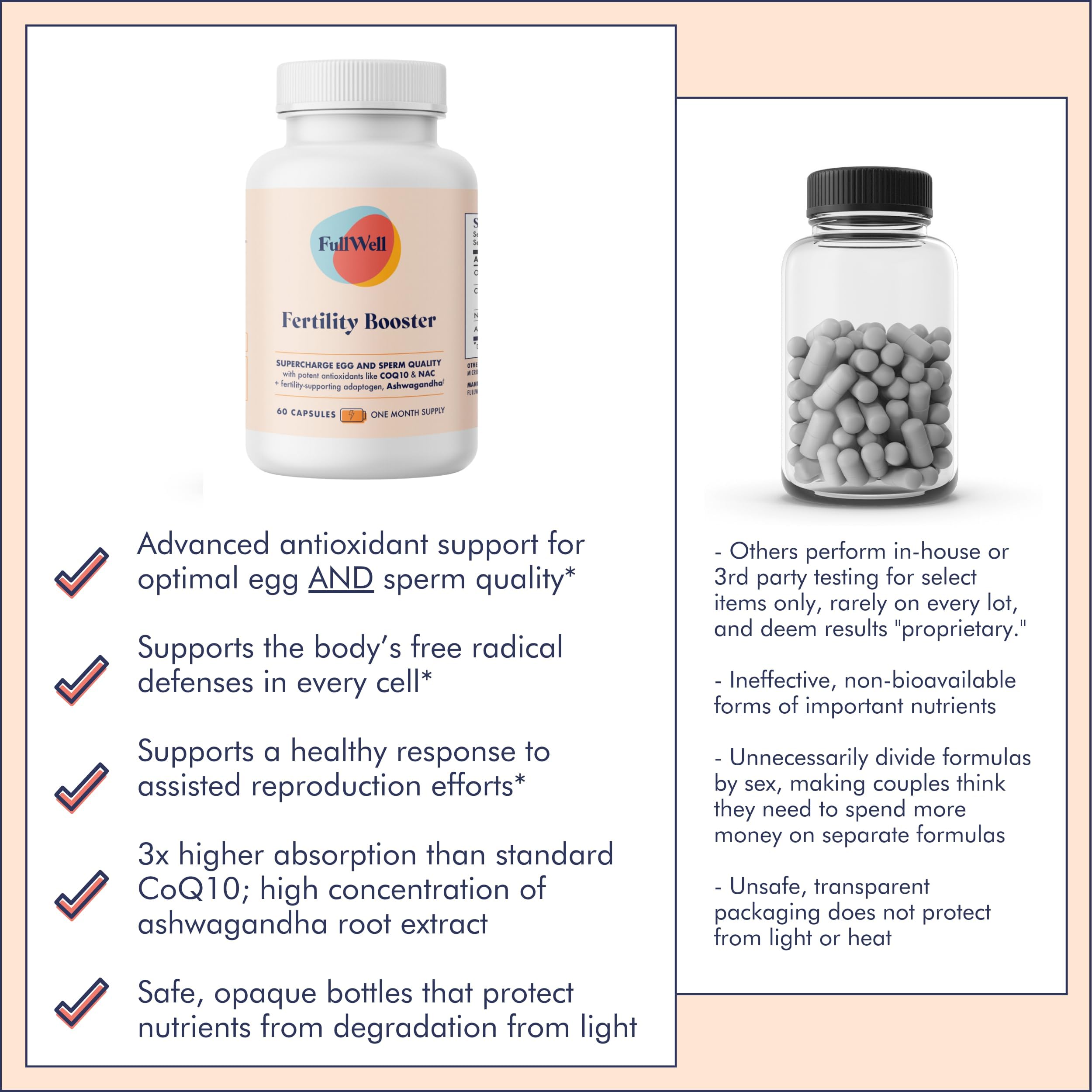 Packaging on kitchen counter showing 60 servings per bottle for easy planning.
