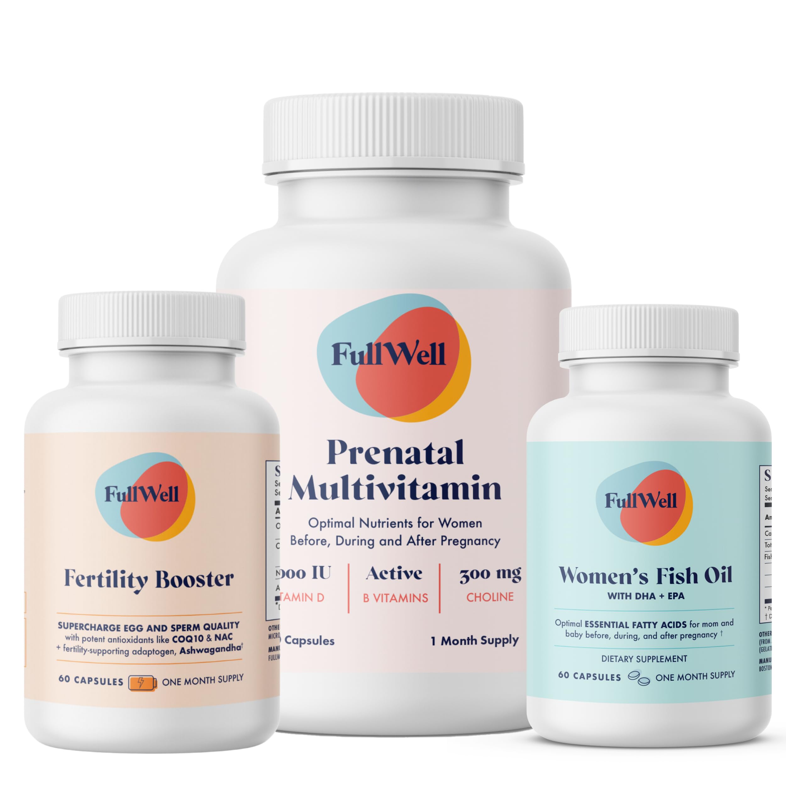 FullWell Fertility Trio bottle front for comprehensive prenatal support
