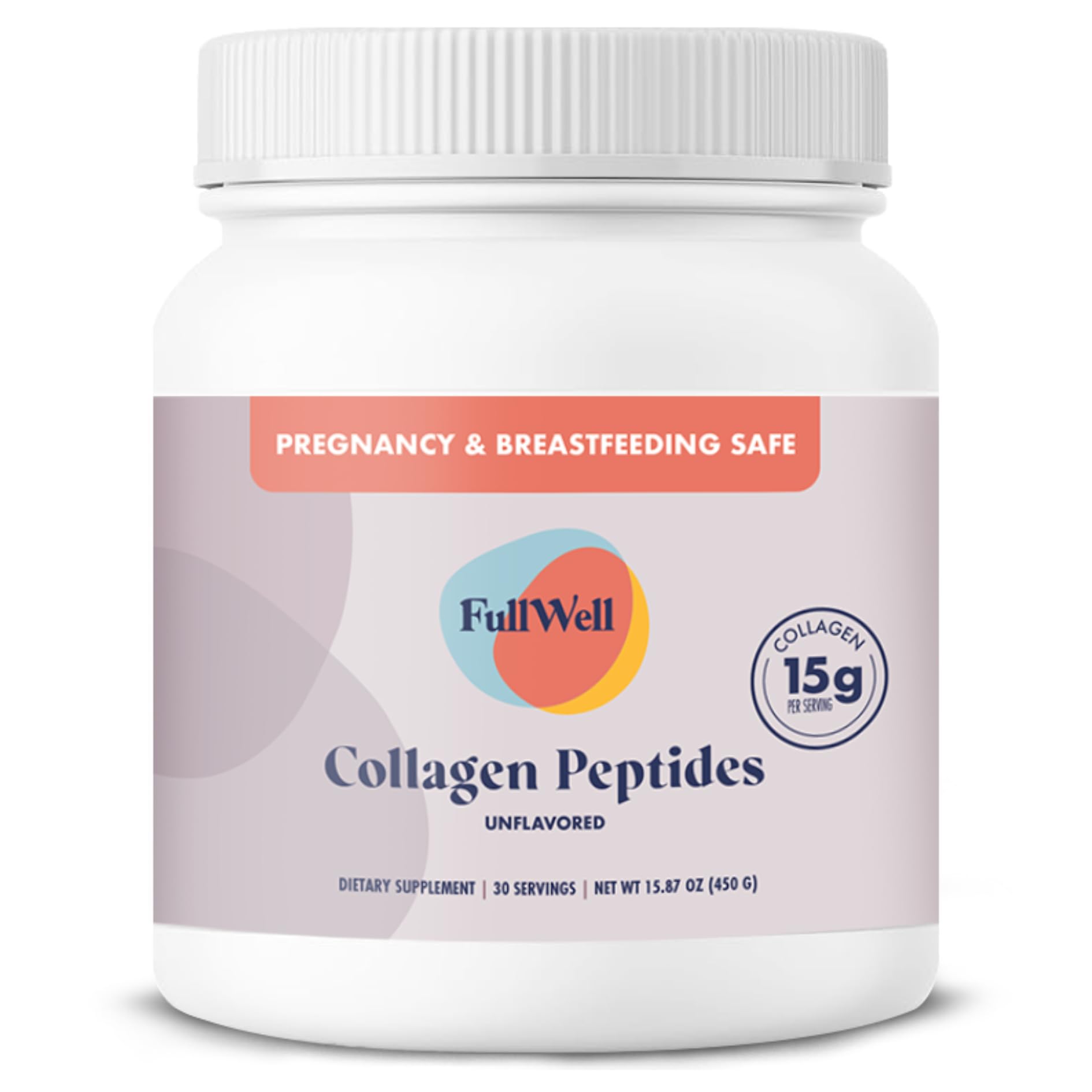 FullWell hydrolyzed collagen bottle highlighting grass-fed source for skin and joints