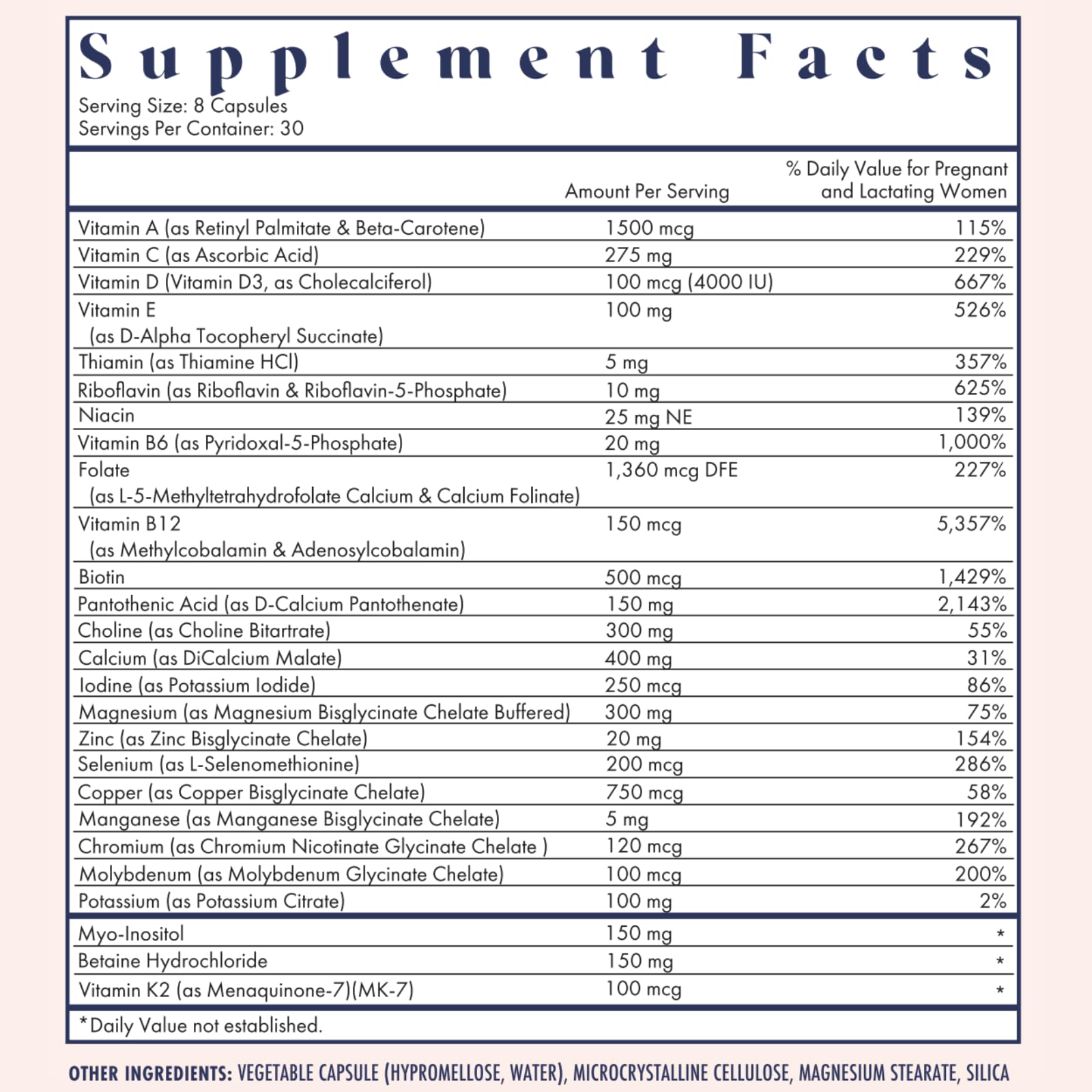 FullWell Prenatal Lemon bottle side view with readable dosage information.