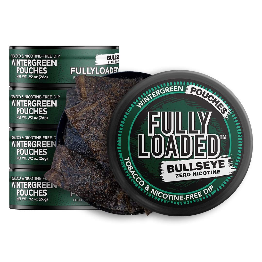 Fully Loaded Bullseye Wintergreen chew packaging shows a tobacco-free alternative for a controlled craving.