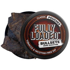 Fully Loaded Bullseye texture closeup highlighting soft, herb-infused pouch for discreet use.