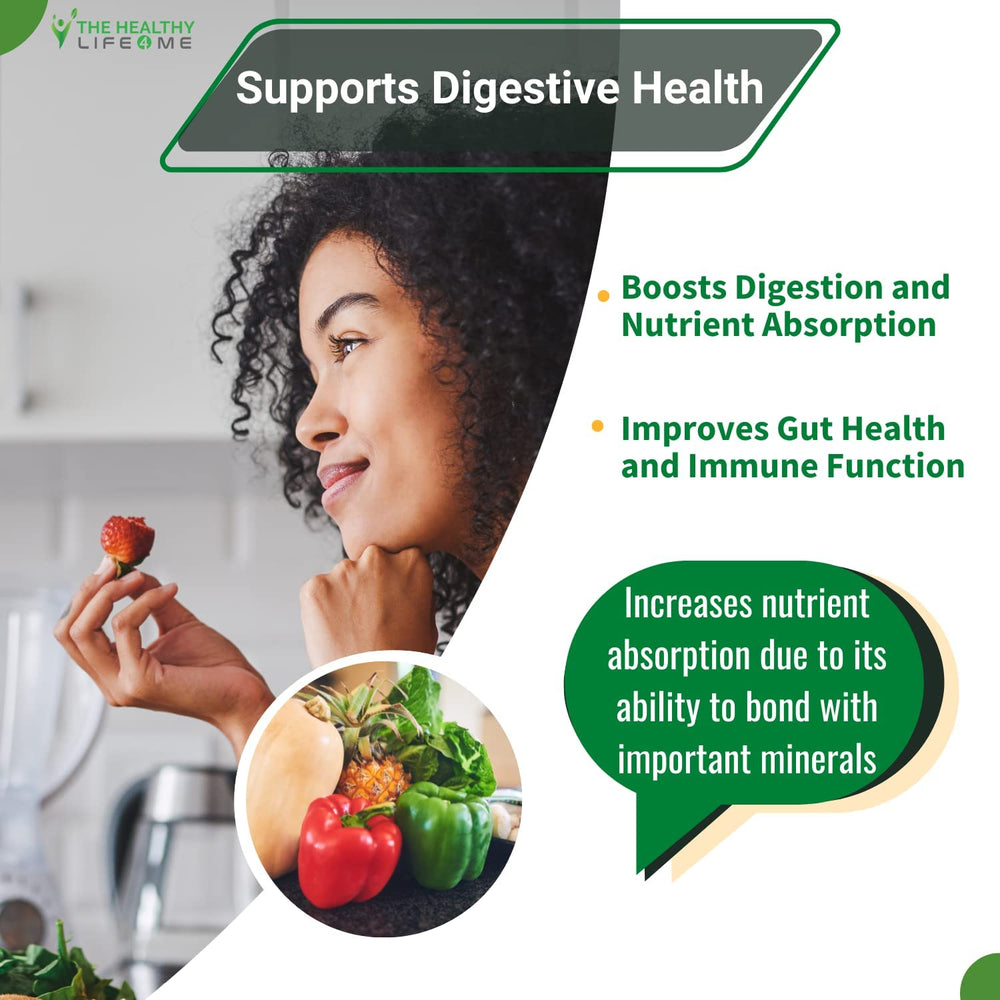 Fulvic acid supplement packaging image indicating gut-friendly benefits and digestion support