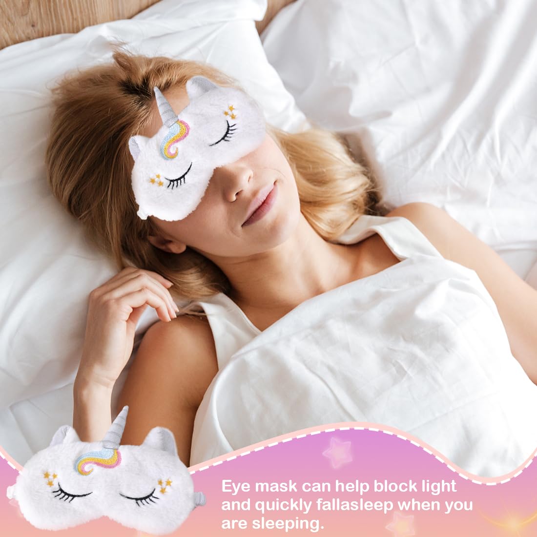 Mascara de dormir conejo de Fulycin, ideal para pijamadas y descanso nocturno.