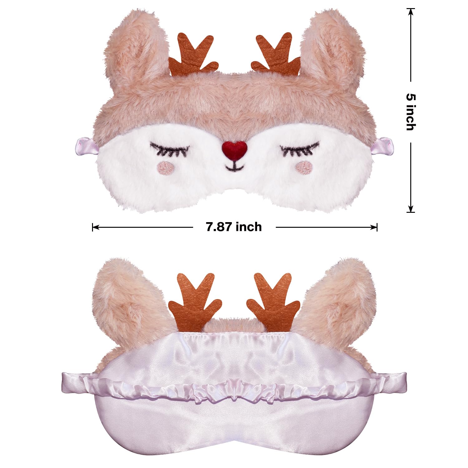 FUNAUPGO antifaz Reno peluche blanco sensación suave para dormir durante viajes.