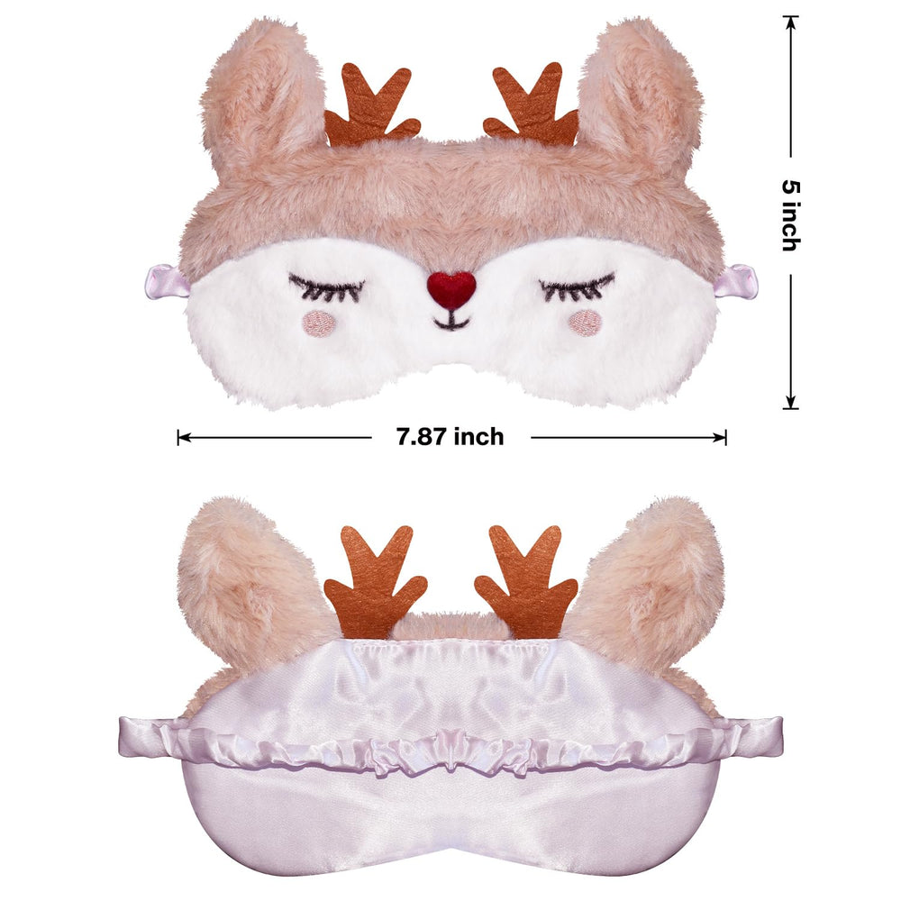 FUNAUPGO antifaz Reno peluche blanco sensación suave para dormir durante viajes.