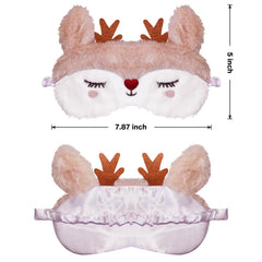 FUNAUPGO antifaz Reno peluche blanco sensación suave para dormir durante viajes.