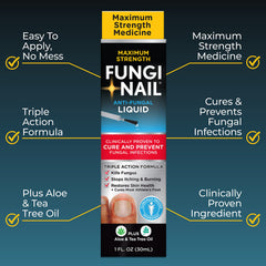 Fungi-Nail anti-fungal solution dispensing near the nail edge for easy use.