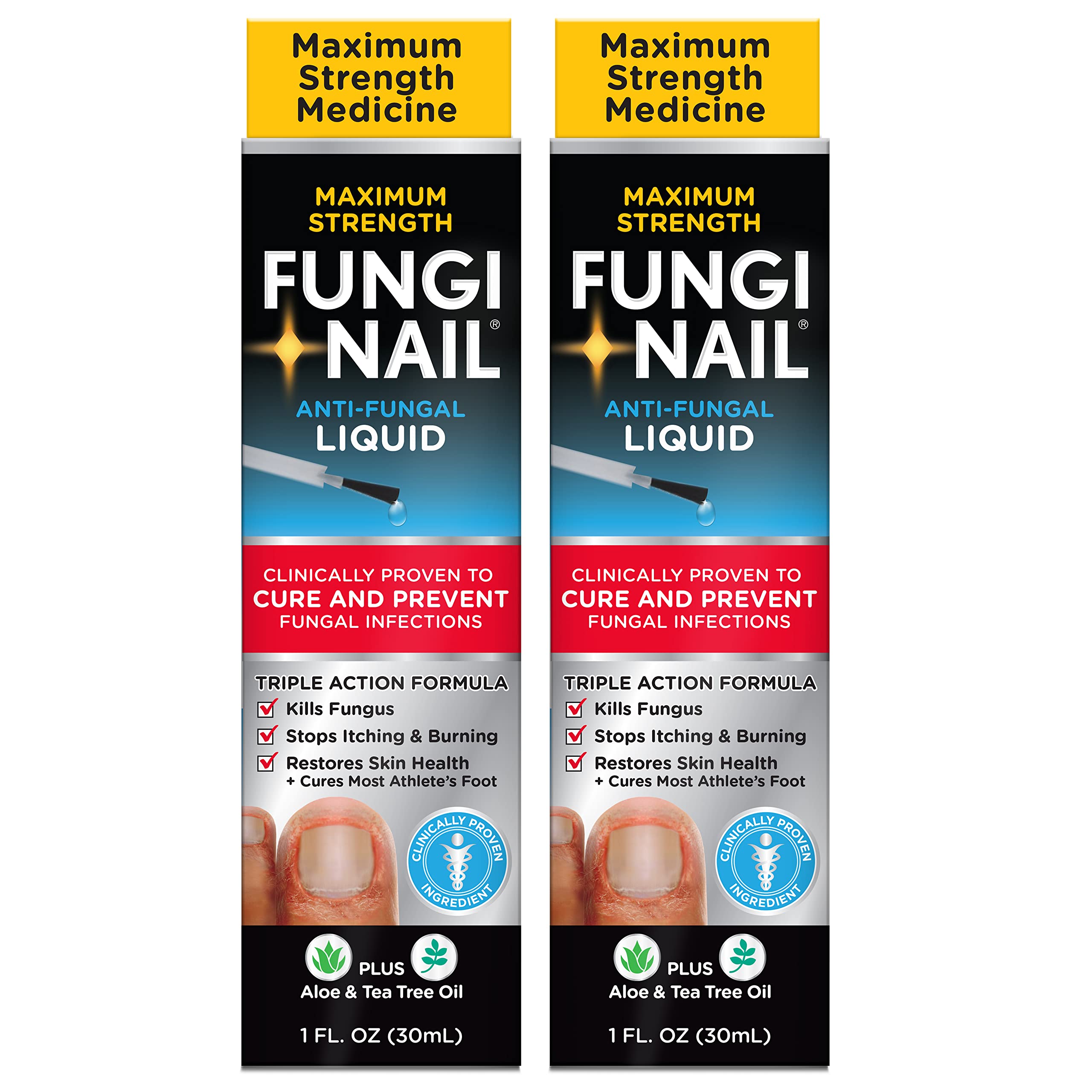 Fungi-Nail liquid solution bottle ready for toe and foot fungal treatment.