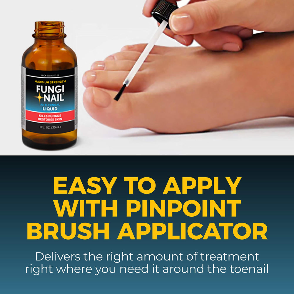 Applying Fungi-Nail to affected toe and foot areas.