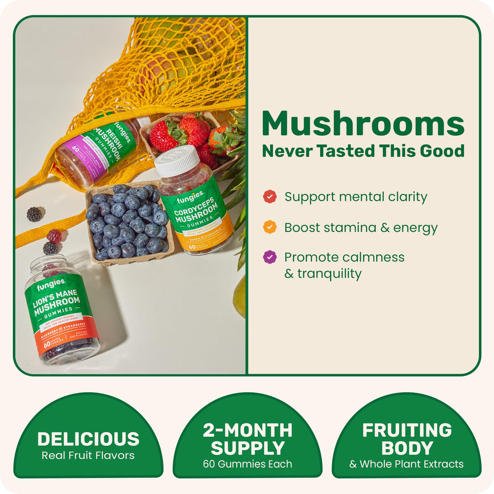 Fungies Cordyceps bundle gummies bottle designed for energy and daytime activity.