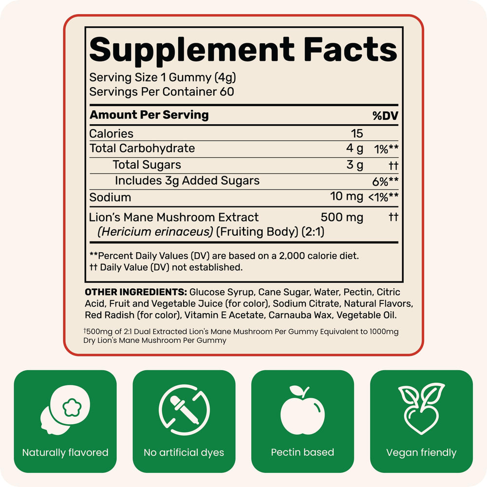 Fungies Lion’s Mane Gummies pour-bite demonstrates easy daily consumption