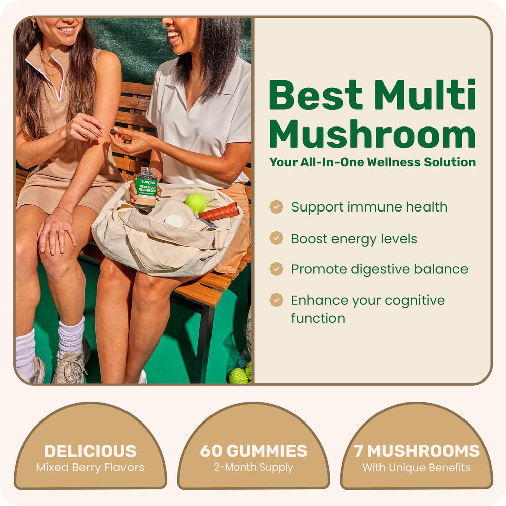 Fungies Multi Mushroom Gummies with lions-mane for daily focus and mental clarity