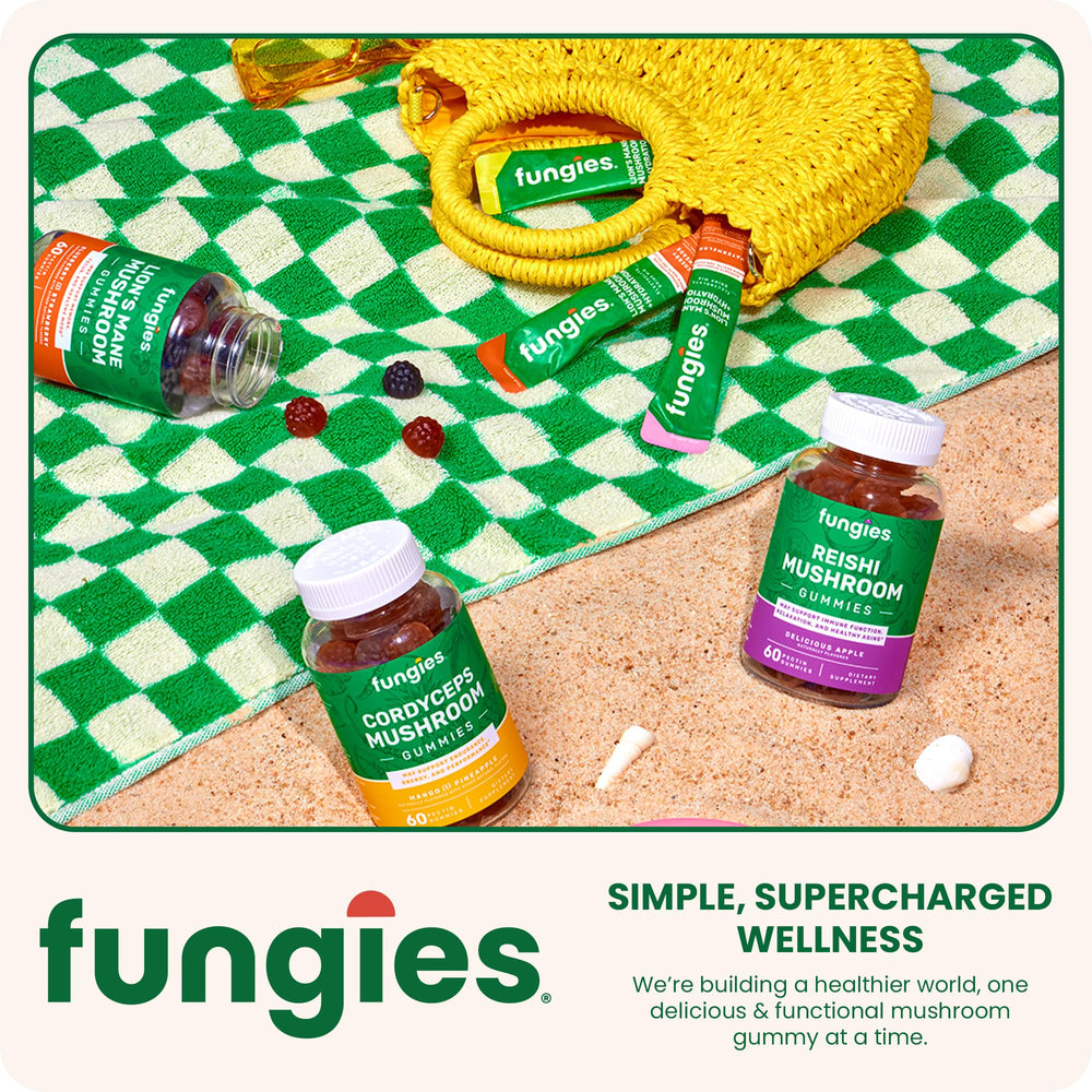 Fungies vegan and gluten-free gummies packaging underline clean ingredient philosophy.