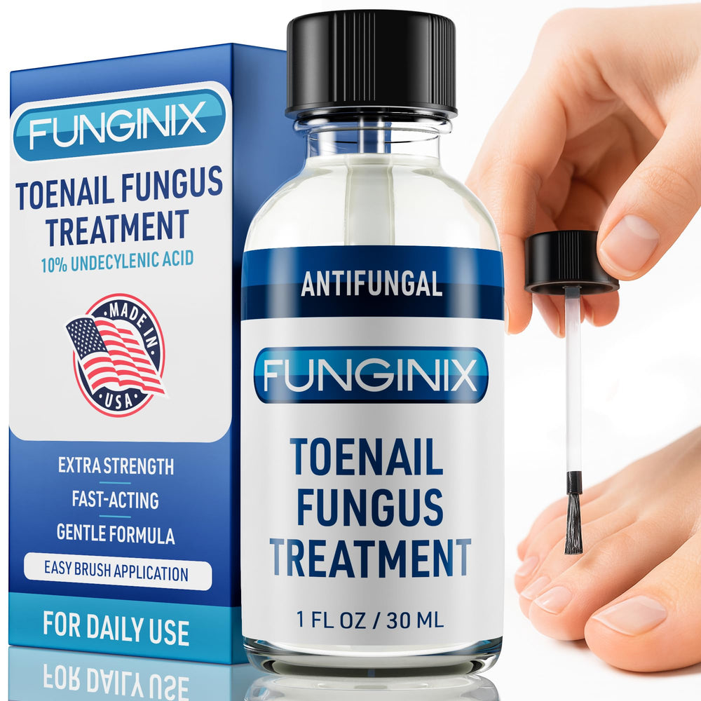 FUNGINIX Toenail Fungus Treatment bottle closeup highlights premium formula for nails