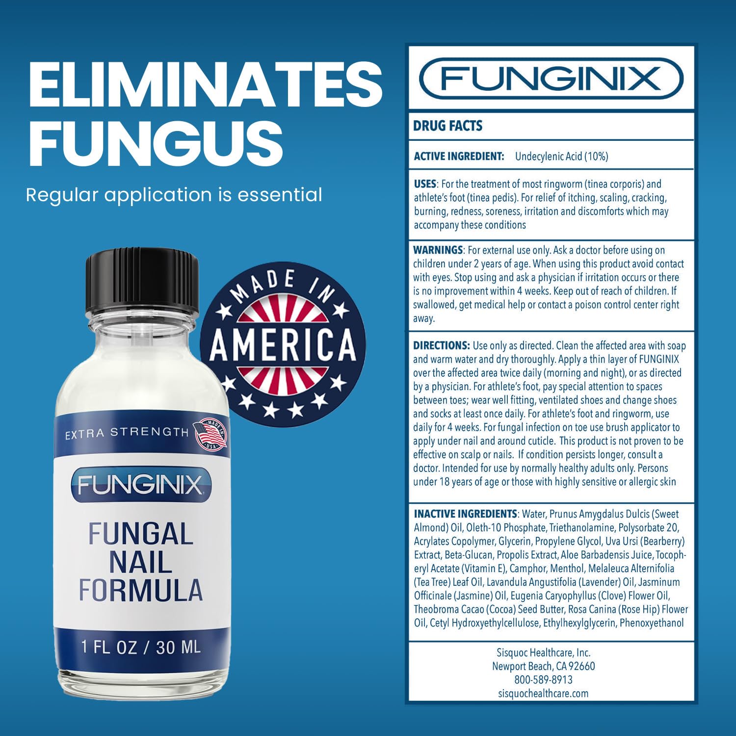 FUNGINIX Toenail Fungus Treatment features tea tree oil and botanicals for soothing care
