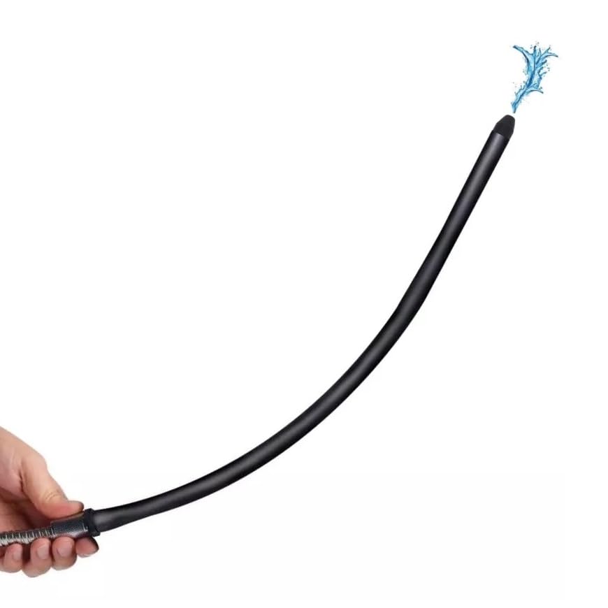 Funny Steel bathroom douche attachment enables controlled water flow during cleaning tasks.