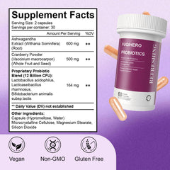 Fuqihero probiotic capsules closeup highlighting three strains for wellness