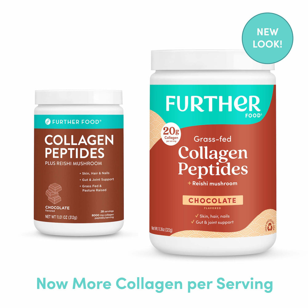 Further Food Chocolate Collagen Label Closeup: clean ingredients from grass-fed sources.