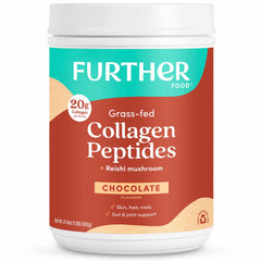 Further Food Chocolate Collagen Powder in a jar supports daily skin and joint care.