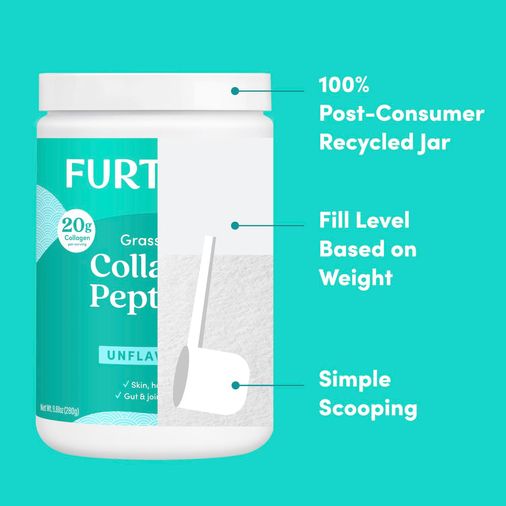 Further Food collagen powder clean label shows sugar-free, GMO-free ingredients for everyday use.