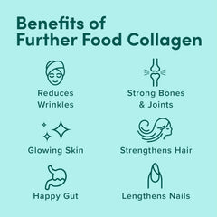Further Food collagen powder label closeup, clean ingredients and 20g per serving.