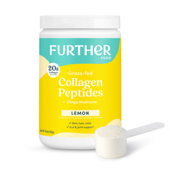 Further Food Lemon Collagen bottle on the counter for skin and joint support