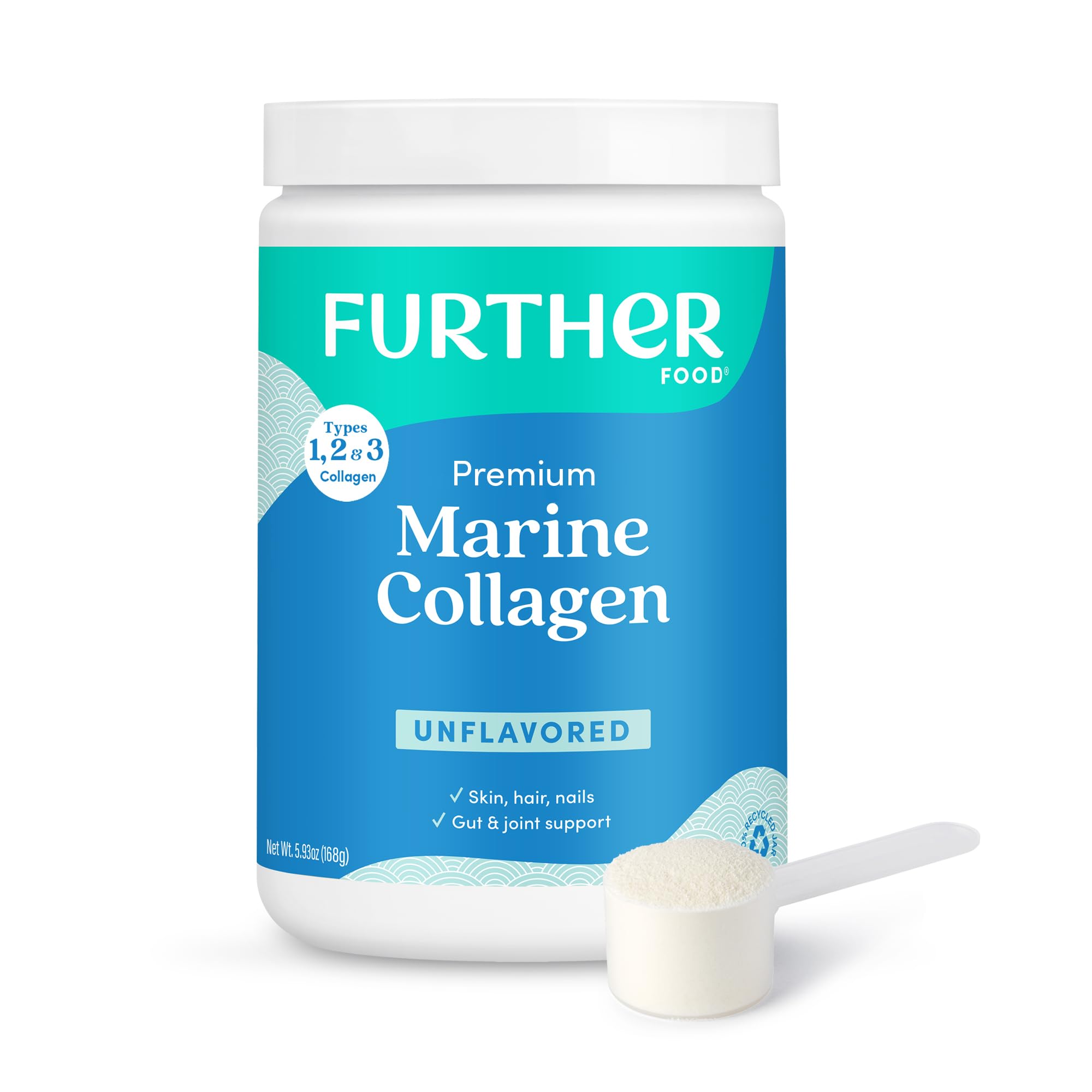 Further Food marine collagen unflavored tub front for versatile daily use