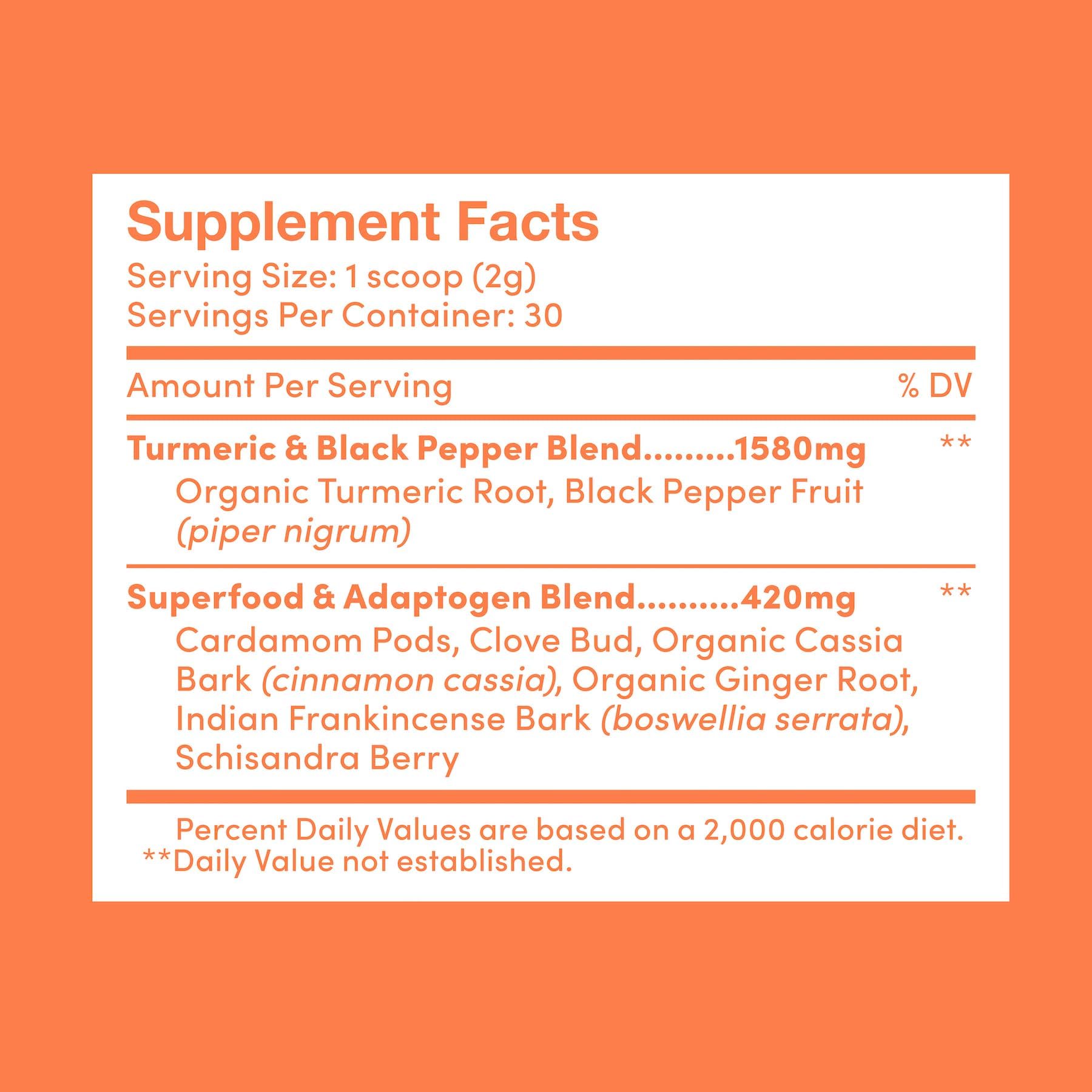 Further Food turmeric spice blend close-up highlighting aromatic spices.